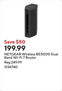 Staples NETGEAR Wireless BE5000 Dual Band Wi-Fi 7 Router offer