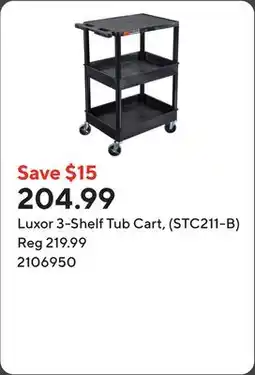 Staples Luxor 3-Shelf Tub Cart, (STC211-B) offer