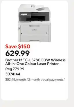 Staples Brother MFC-L3780CDW Wireless All-in-One Colour Laser Printer offer