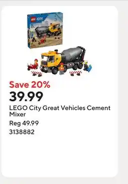 Staples LEGO City Great Vehicles Cement Mixer offer