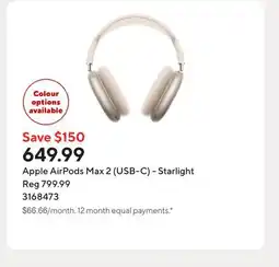 Staples Apple AirPods Max 2 (USB-C) - Starlight offer