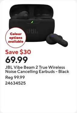 Staples JBL Vibe Beam 2 True Wireless Noise Cancelling Earbuds - Black offer