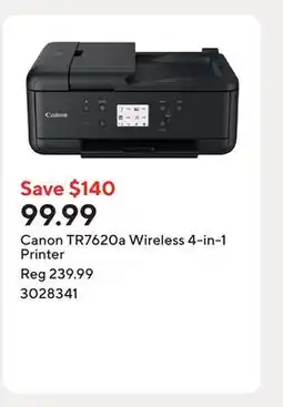 Staples Canon TR7620a Wireless 4-in-1 Printer offer