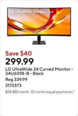 Staples LG UltraWide 34 Curved Monitor - 34U601B-B - Black offer