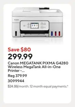 Staples Canon MEGATANK PIXMA G4280 Wireless MegaTank All-in-One Printer - White offer
