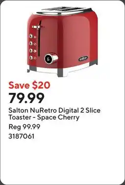 Staples Salton NuRetro Digital 2 Slice Toaster - Space Cherry offer