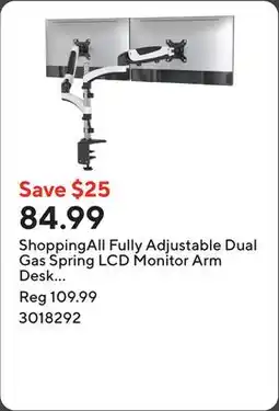 Staples ShoppingAll Fully Adjustable Dual Gas Spring LCD Monitor Arm Desk Mount Stand - White offer
