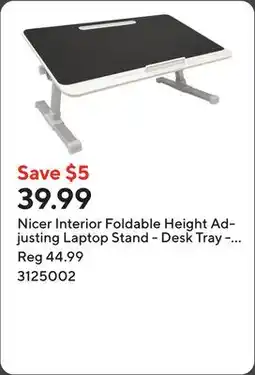 Staples Nicer Interior Foldable Height Adjusting Laptop Stand - Desk Tray - Black offer