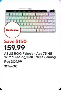 Staples ASUS ROG Falchion Ace 75 HE Wired Analog/Hall Effect Gaming Keyboard - White offer