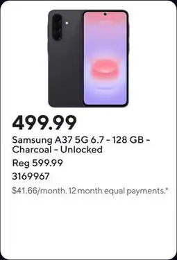 Staples Samsung A37 5G 6.7 - 128 GB - Charcoal - Unlocked offer