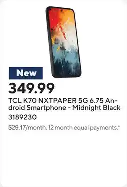 Staples TCL K70 NXTPAPER 5G 6.75 Android Smartphone - Midnight Black offer