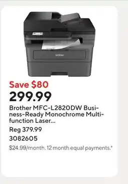 Staples Brother MFC-L2820DW Business-Ready Monochrome Multifunction Laser Printer offer