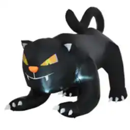 Staples HOMCOM 6' Lit Inflatable Crouching Black Cat Halloween Yard Decoration offer