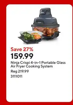 Staples Ninja Crispi 4-in-1 Portable Glass Air Fryer Cooking System offer