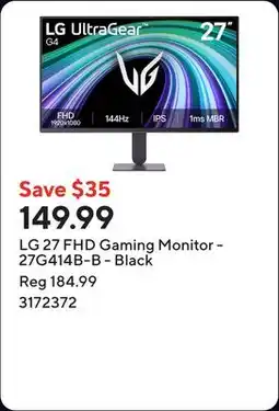 Staples LG 27 FHD Gaming Monitor - 27G414B-B - Black offer