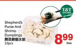 T&T Supermarket SHEPHERD'S PURSE AND SHRIMP DUMPLINGS, 22PCS offer