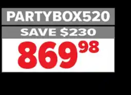 2001 Audio Video PARTYBOX520 PARTY BOX BT AUDIO SYSTEM offer