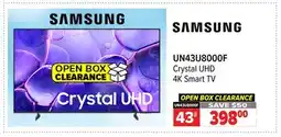 2001 Audio Video UN43U8000F Crystal UHD 4K Smart TV offer