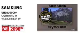 2001 Audio Video UN98U9000H 98 SAMSUNG Crystal UHD 4K Vision AI Smart TV offer