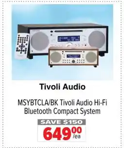 2001 Audio Video MSYBTCLA/BK Tivoli Audio Hi-Fi Bluetooth Compact System offer