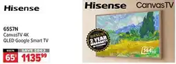 2001 Audio Video 65S7N Hisense CanvasTV 4K QLED Google Smart TV offer