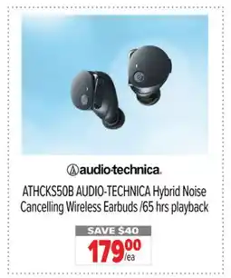 2001 Audio Video ATHCKS50B AUDIO-TECHNICA Hybrid Noise Cancelling Wireless Earbuds /65 hrs playback offer