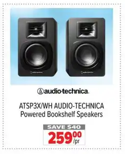 2001 Audio Video ATSP3XWH AUDIO-TECHNICA Powered Bookshelf Speakers offer