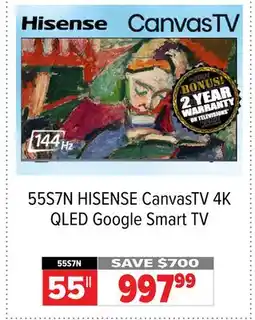2001 Audio Video 55S7N 55 HISENSE CanvasTV 4K QLED Google Smart TV offer