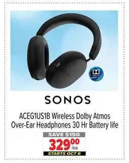 2001 Audio Video ACEG1US1B Wireless Dolby Atmos Over-Ear Headphones 30 Hr Battery life offer