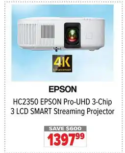 2001 Audio Video HC2350 EPSON Pro-UHD 3-Chip 3 LCD SMART Streaming Projector offer