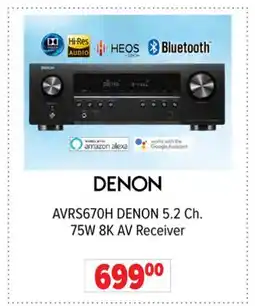 2001 Audio Video AVRS670H DENON 5.2 Ch. 75W 8K AV Receiver offer