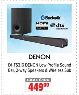 2001 Audio Video DHTS316 DENON Low Profile Sound Bar, 2-way Speakers & Wireless Sub offer