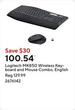 Staples Logitech MK850 Wireless Keyboard and Mouse Combo, English offer