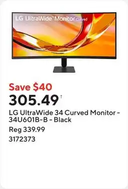 Staples LG UltraWide 34 Curved Monitor - 34U601B-B - Black offer
