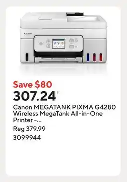 Staples Canon MEGATANK PIXMA G4280 Wireless MegaTank All-in-One Printer - White offer