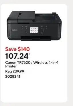 Staples Canon TR7620a Wireless 4-in-1 Printer offer
