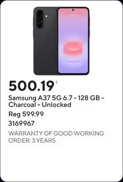 Staples Samsung A37 5G 6.7 - 128 GB - Charcoal - Unlocked offer