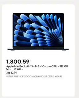 Staples Apple MacBook Air 13 - M5 - 10-core CPU - 512 GB SSD - 16 GB Unified Memory - Midnight - French offer