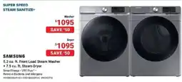Visions Electronics Samsung 5.2 cu. ft. Front Load Steam Washer + 7.5 cu. ft. Steam Dryer offer