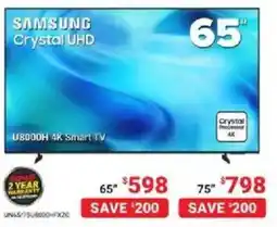 Visions Electronics Samsung crystal uhd 65" u8000h 4k smart tv offer