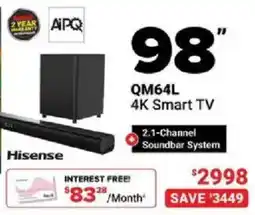 Visions Electronics Hisense QM64L 4K Smart TV offer