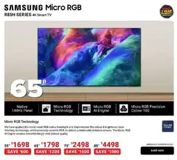 Visions Electronics Samsung Micro RGB R85H Series 4K Smart TV offer