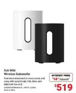 Visions Electronics Sonos Sub Mini Wireless Subwoofer offer