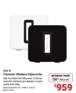 Visions Electronics Sonos Sub 4 offer