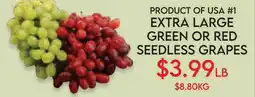 Fiesta Farms EXTRA LARGE GREEN OR RED SEEDLESS GRAPES offer