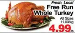 Concord Food Centre & Oak Ridges Food Market Free Run Whole Turkey offer