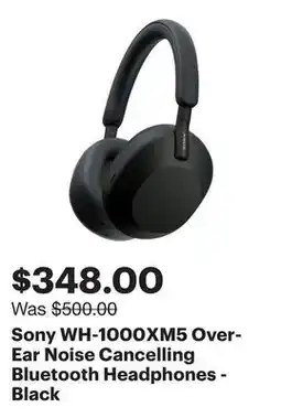 Best Buy Sony WH-1000XM5 Over-Ear Noise Cancelling Bluetooth Headphones - Black offer