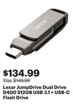 Best Buy Lexar JumpDrive Dual Drive D400 512GB USB 3.1 + USB-C Flash Drive offer