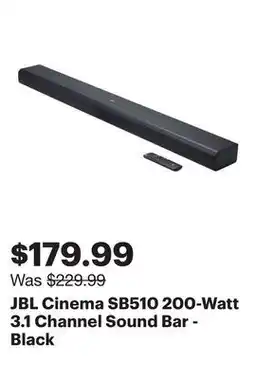 Best Buy JBL Cinema SB510 200-Watt 3.1 Channel Sound Bar - Black offer