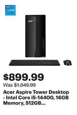Best Buy Acer Aspire Tower Desktop - Intel Core i5-14400, 16GB Memory, 512GB SSD, Win 11 offer